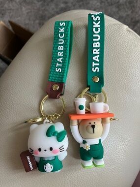 Starbucks Green Bear and hello kitty Silicone Keychain!  Pick one. Or both!